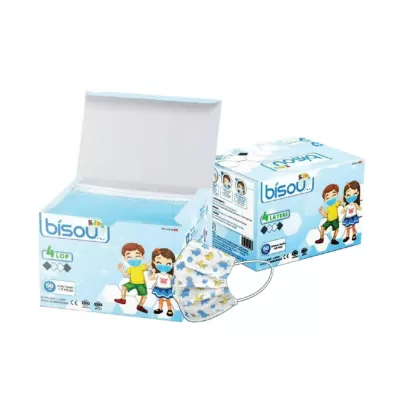 Khẩu Trang Y Tế 4 Lớp Bisou Kids Họa Tiết Hộp 50 Cái